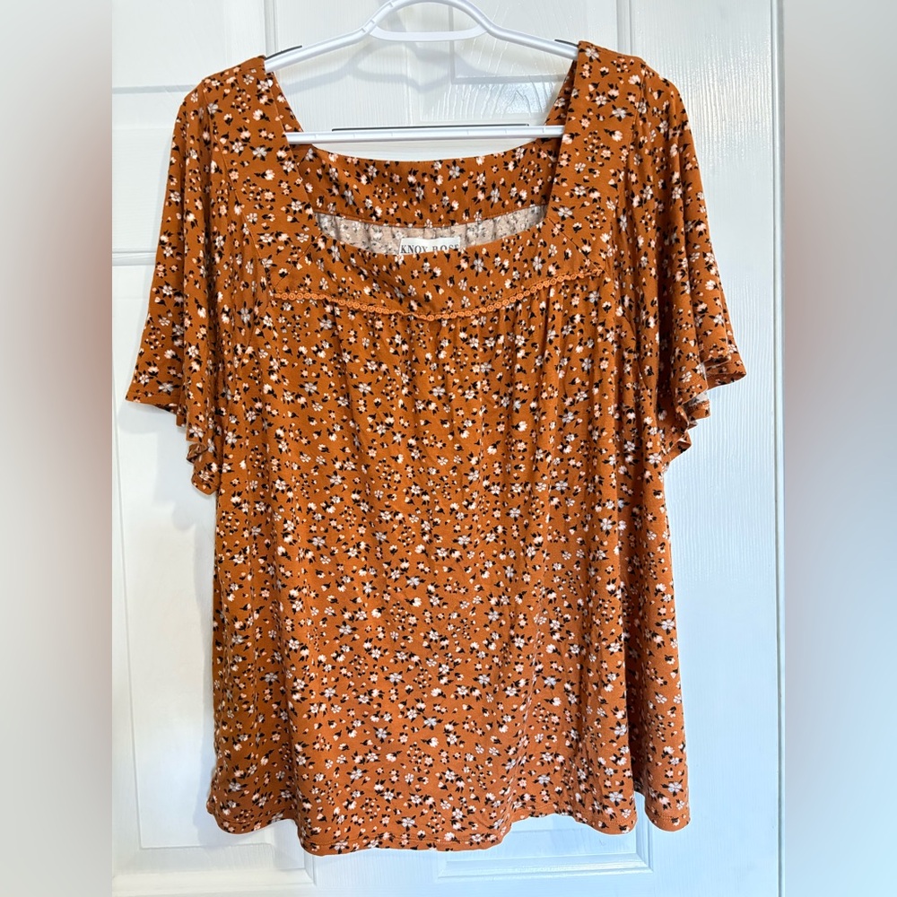 Knox Rose Orange Floral Blouse